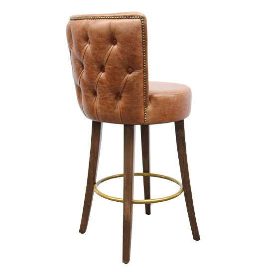 Sheehan Swivel Bar Stool Deep Oned, Brown Leather Bar Stools With Back